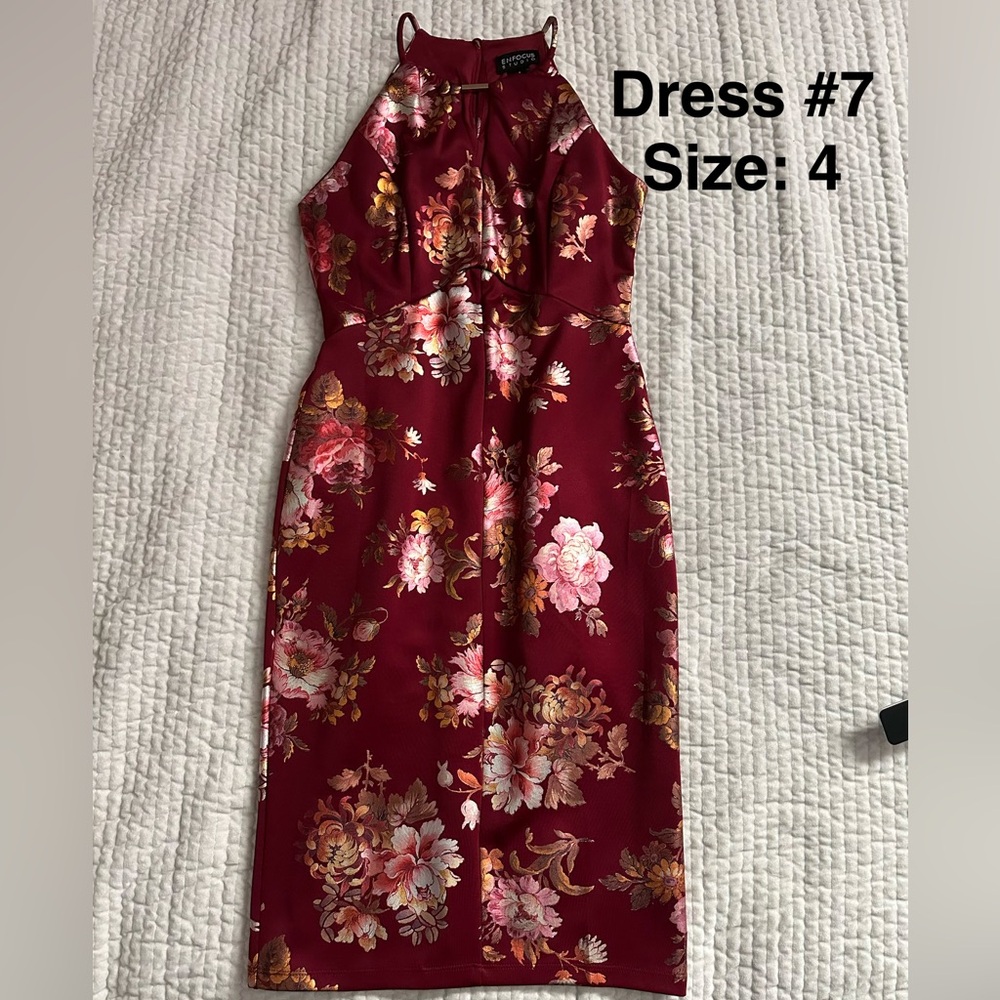 Enfocus Studio Burgundy Floral Midi Dress